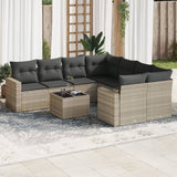 vidaXL 9-delige Loungeset met kussens poly rattan zwart