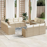 vidaXL 12-delige Loungeset met kussens poly rattan zwart