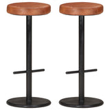 vidaXL Bar Stools 2 pcs Genuine Leather Brown