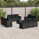 vidaXL 12-delige Loungeset met kussens poly rattan zwart