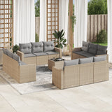 vidaXL 12-delige Loungeset met kussens poly rattan zwart