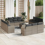vidaXL 12-delige Loungeset met kussens poly rattan zwart