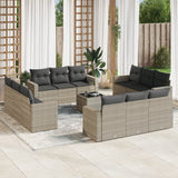 vidaXL 12-delige Loungeset met kussens poly rattan zwart
