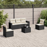 vidaXL 5-delige Loungeset met kussens poly rattan zwart
