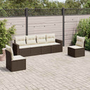 vidaXL 6-delige Loungeset met kussens poly rattan zwart