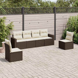 vidaXL 6-delige Loungeset met kussens poly rattan zwart