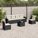 vidaXL 6-delige Loungeset met kussens poly rattan zwart