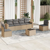 vidaXL 6-delige Loungeset met kussens poly rattan zwart