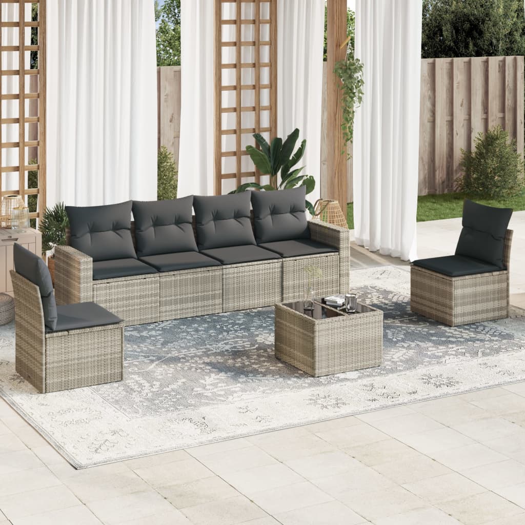 vidaXL 6-delige Loungeset met kussens poly rattan zwart