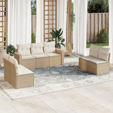 vidaXL 7-delige Loungeset met kussens poly rattan zwart