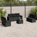 vidaXL 7-delige Loungeset met kussens poly rattan zwart