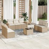 vidaXL 7-delige Loungeset met kussens poly rattan zwart