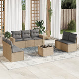vidaXL 7-delige Loungeset met kussens poly rattan zwart