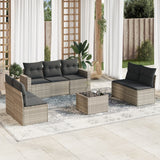 vidaXL 7-delige Loungeset met kussens poly rattan zwart