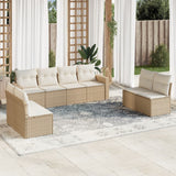 vidaXL 8-delige Loungeset met kussens poly rattan zwart