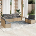 vidaXL 8-delige Loungeset met kussens poly rattan zwart