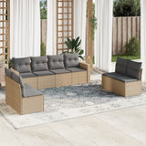 vidaXL 8-delige Loungeset met kussens poly rattan zwart