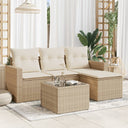 vidaXL 4-delige Loungeset met kussens poly rattan zwart