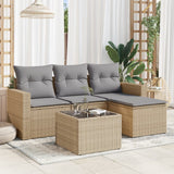 vidaXL 4-delige Loungeset met kussens poly rattan zwart