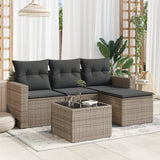 vidaXL 4-delige Loungeset met kussens poly rattan zwart
