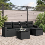 vidaXL 5-delige Loungeset met kussens poly rattan zwart