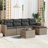 vidaXL 5-delige Loungeset met kussens poly rattan zwart