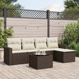vidaXL 5-delige Loungeset met kussens poly rattan zwart