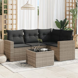vidaXL 4-delige Loungeset met kussens poly rattan zwart