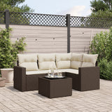 vidaXL 4-delige Loungeset met kussens poly rattan zwart