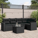 vidaXL 5-delige Loungeset met kussens poly rattan zwart