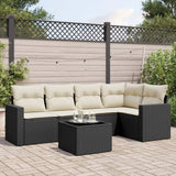 vidaXL 5-delige Loungeset met kussens poly rattan zwart