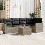 vidaXL 5-delige Loungeset met kussens poly rattan zwart