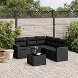 vidaXL 5-delige Loungeset met kussens poly rattan zwart
