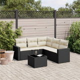 vidaXL 5-delige Loungeset met kussens poly rattan zwart