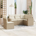 vidaXL 5-delige Loungeset met kussens poly rattan zwart