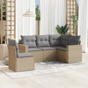vidaXL 5-delige Loungeset met kussens poly rattan zwart