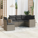 vidaXL 5-delige Loungeset met kussens poly rattan zwart
