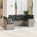 vidaXL 5-delige Loungeset met kussens poly rattan zwart
