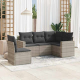vidaXL 5-delige Loungeset met kussens poly rattan zwart