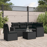 vidaXL 5-delige Loungeset met kussens poly rattan zwart