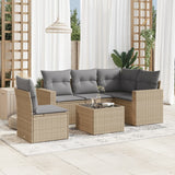 vidaXL 5-delige Loungeset met kussens poly rattan zwart
