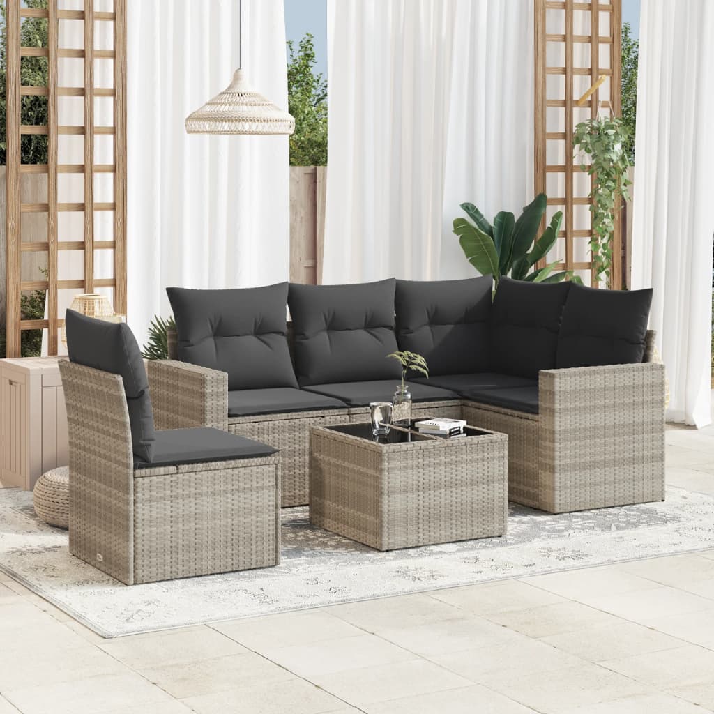 vidaXL 5-delige Loungeset met kussens poly rattan zwart