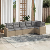 vidaXL 6-delige Loungeset met kussens poly rattan zwart