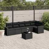 vidaXL 6-delige Loungeset met kussens poly rattan zwart