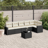 vidaXL 6-delige Loungeset met kussens poly rattan zwart