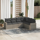 vidaXL 6-delige Loungeset met kussens poly rattan zwart