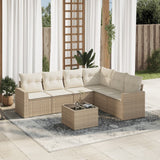 vidaXL 6-delige Loungeset met kussens poly rattan zwart