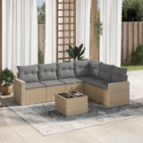 vidaXL 6-delige Loungeset met kussens poly rattan zwart