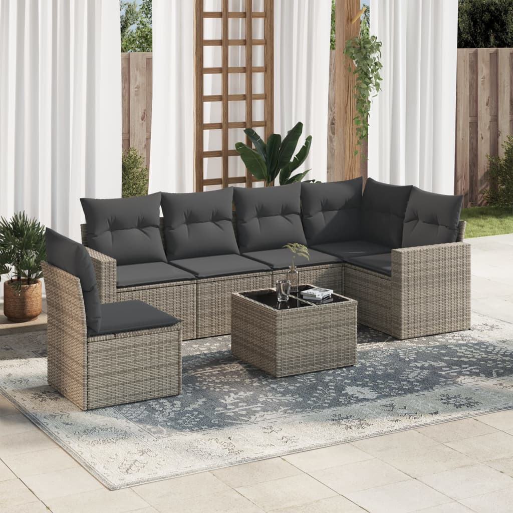 vidaXL 6-delige Loungeset met kussens poly rattan zwart