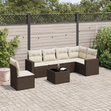 vidaXL 6-delige Loungeset met kussens poly rattan zwart
